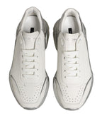 Dolce & Gabbana White Silver Daymaster Low Top Sneakers Shoes