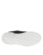 Dolce & Gabbana Black Leather Heart Embellished Sneakers Shoes