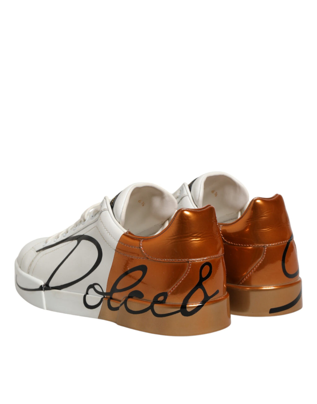 Dolce & Gabbana White Brown Leather Low Top Sneakers  Shoes