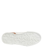 Dolce & Gabbana White Brown Leather Low Top Sneakers  Shoes