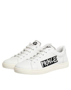 Dolce & Gabbana White Prince Leather Low Top Men Sneakers Shoes