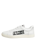Dolce & Gabbana White Prince Leather Low Top Men Sneakers Shoes