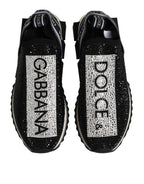 Dolce & Gabbana Black Strass Slip On Men Sorrento Sneakers Shoes