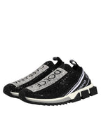 Dolce & Gabbana Black Strass Slip On Men Sorrento Sneakers Shoes