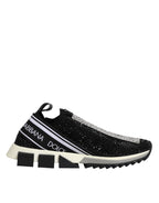 Dolce & Gabbana Black Strass Slip On Men Sorrento Sneakers Shoes