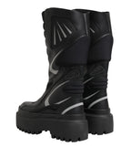 Dolce & Gabbana Black Leather Mid Calf Biker Boots Shoes