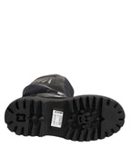 Dolce & Gabbana Black Leather Mid Calf Biker Boots Shoes