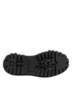 Dolce & Gabbana Black Leather Jeweled Crystals Derby Shoes