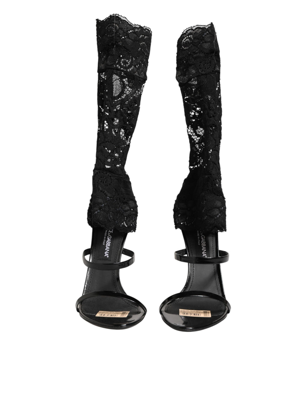 Dolce & Gabbana Black Floral Lace Heels SANDALS Shoes