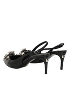 Dolce & Gabbana Black Patent Leather Crystal Slingback Shoes