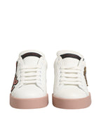 Dolce & Gabbana White Leather Sacred Heart Sneakers Shoes