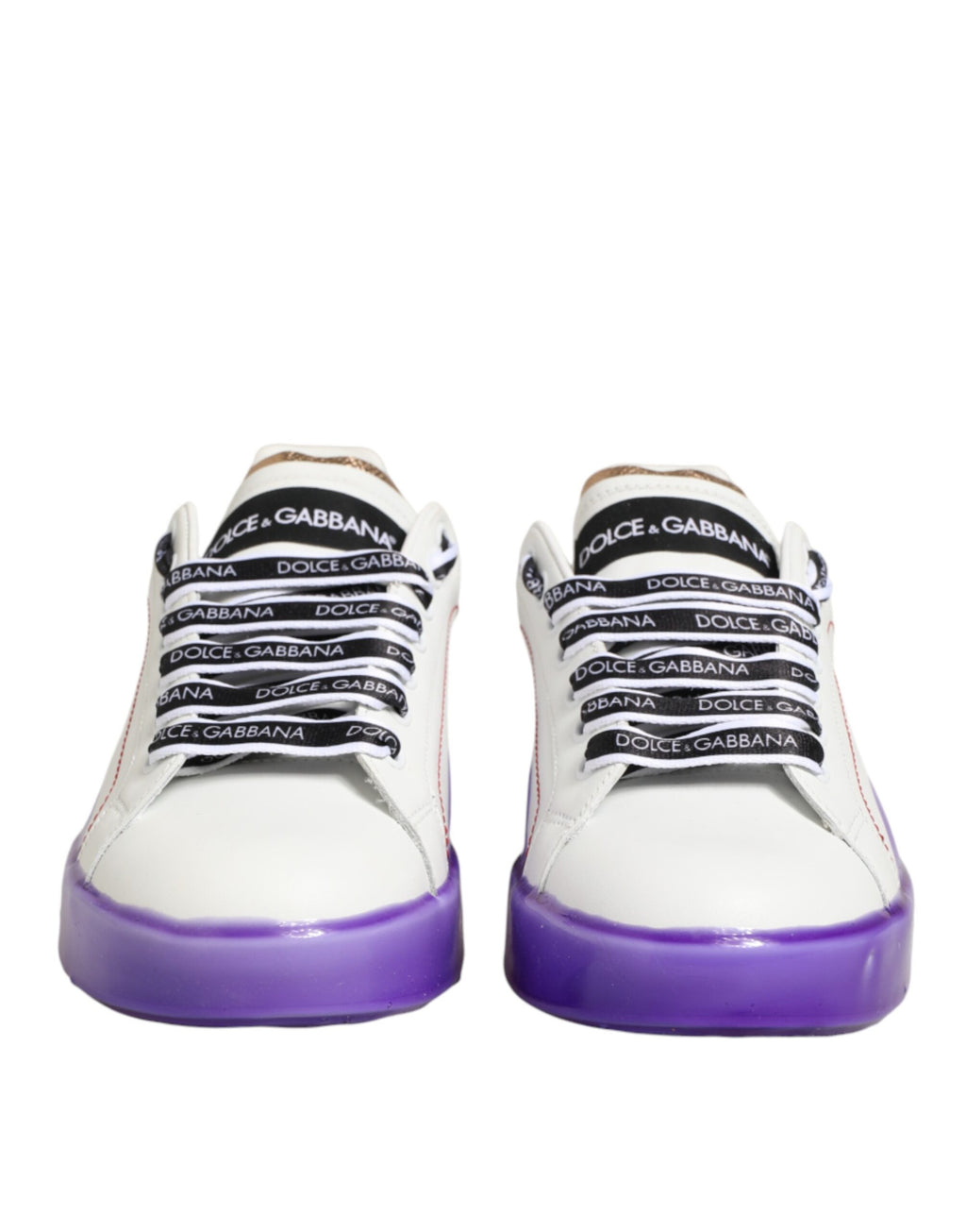 Dolce & Gabbana White Purple Leather Low Top Sneaker Shoes