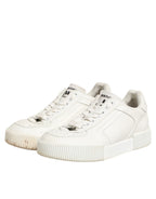 Dolce & Gabbana White Leather MIAMI Low Top Sneakers Shoes