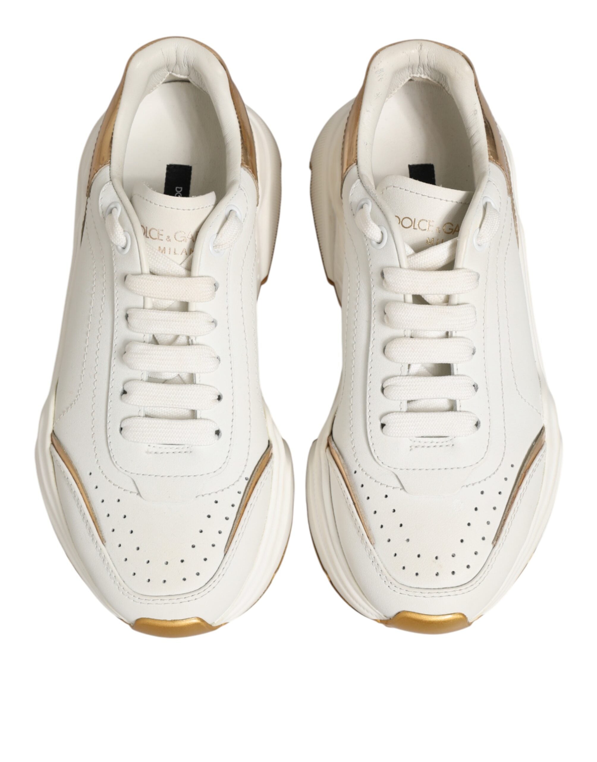 Dolce & Gabbana White Gold Daymaster Low Top Sneakers Shoes