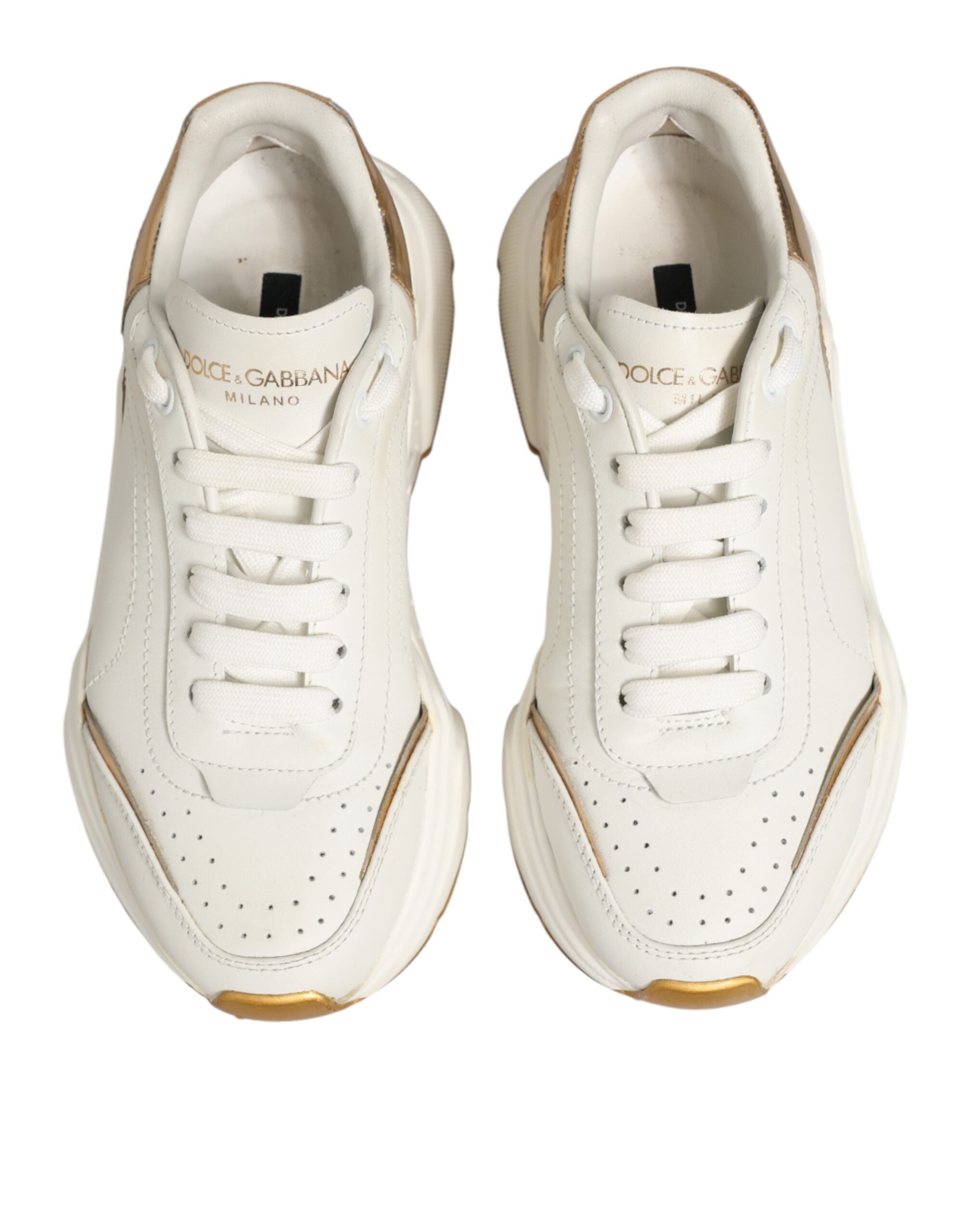 Dolce & Gabbana White Gold Daymaster Low Top Sneakers Shoes