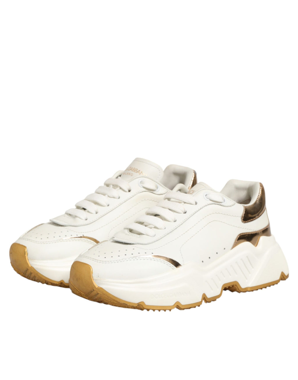 Dolce & Gabbana White Gold Daymaster Low Top Sneakers Shoes