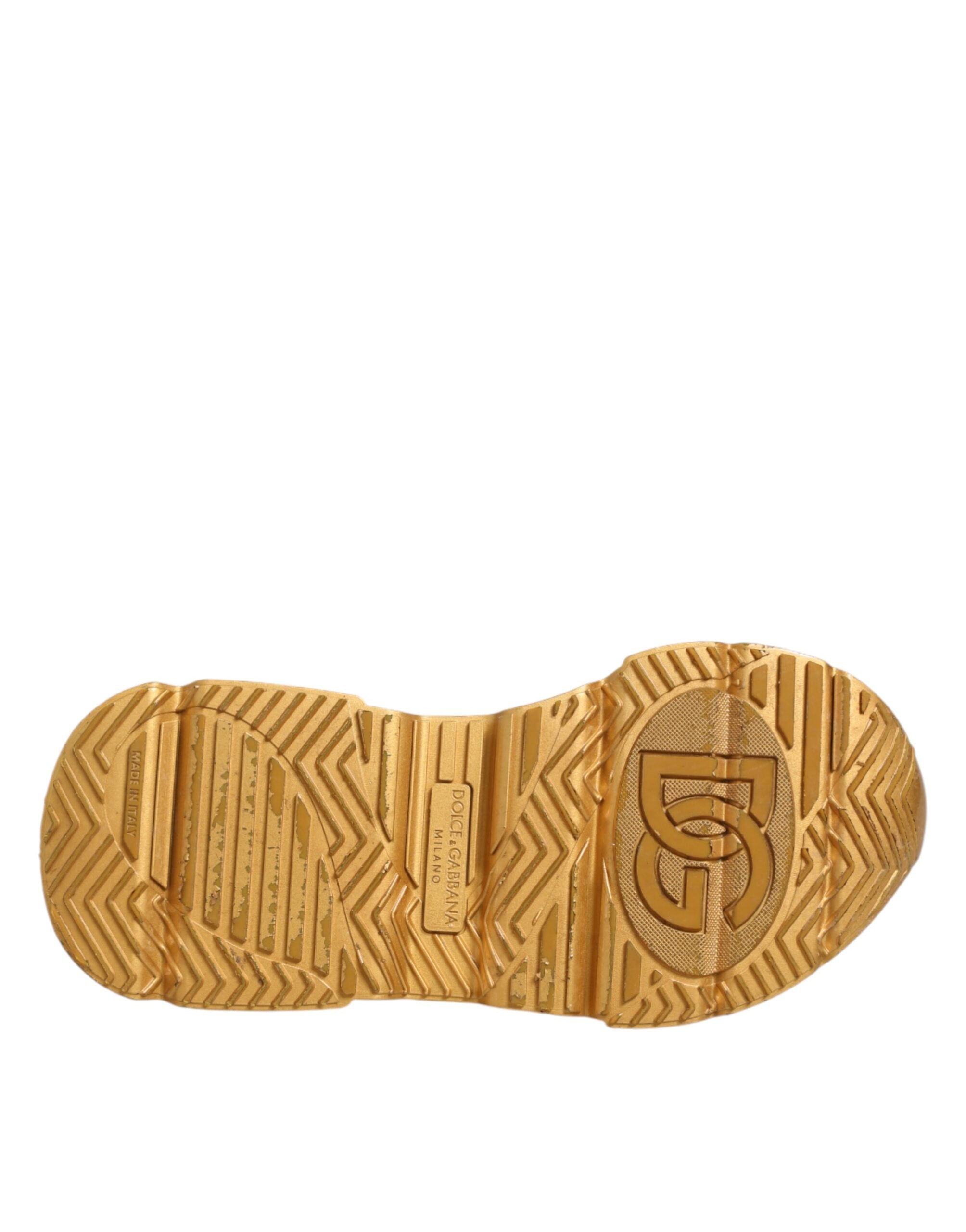 Dolce & Gabbana White Gold Daymaster Low Top Sneakers Shoes