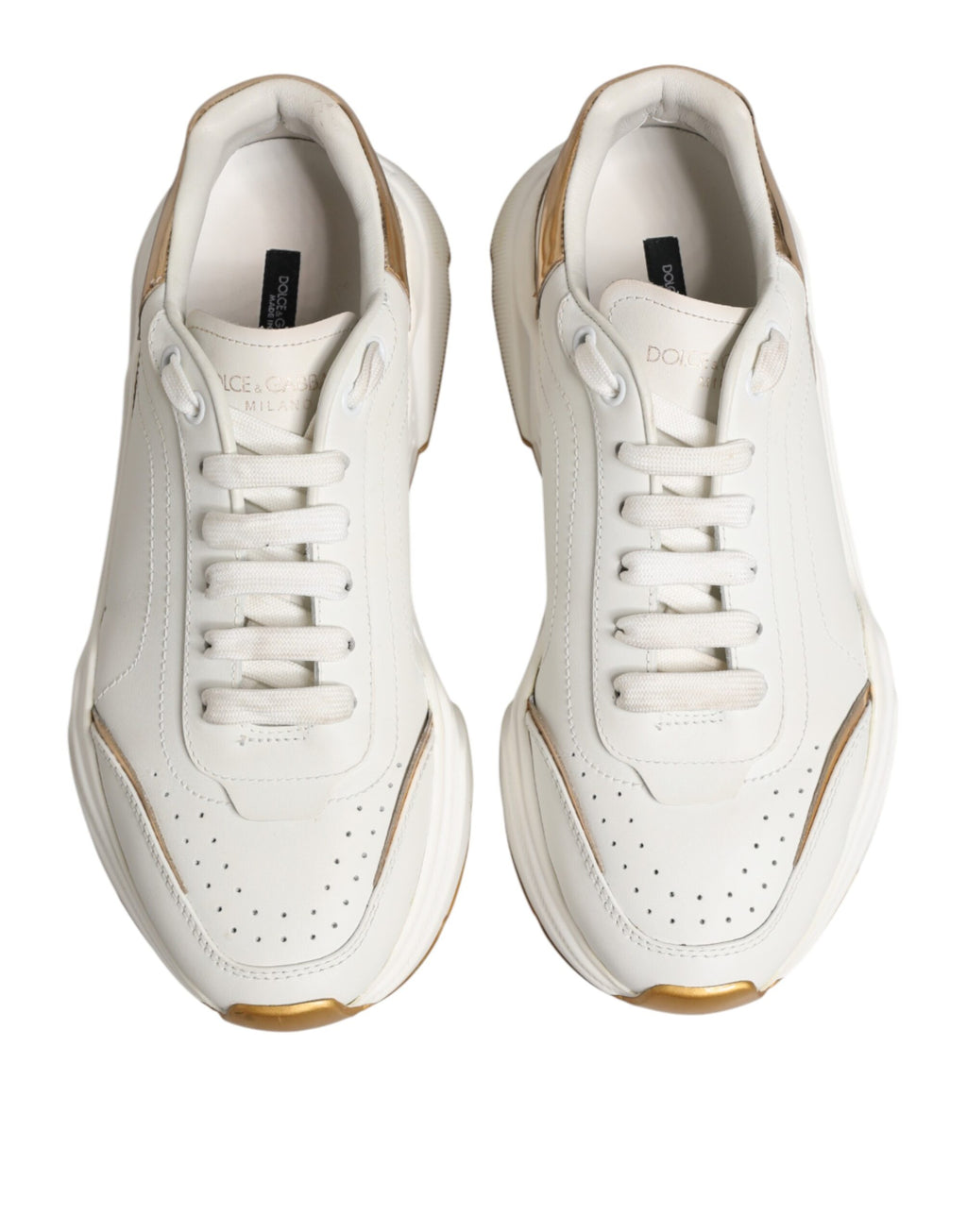 Dolce & Gabbana White Gold Daymaster Low Top Sneakers Shoes