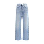 Agolde Light Blue Cotton Relaxed Fit Jeans