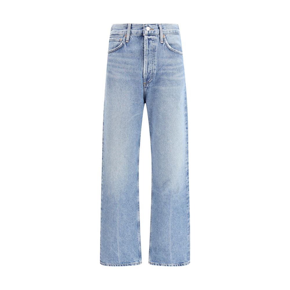 Agolde Light Blue Cotton Relaxed Fit Jeans
