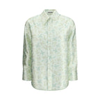 Jil Sander Green Silk Pattern Shirt