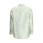 Jil Sander Green Silk Pattern Shirt