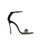Casadei Black Silk Stiletto Heel Sandals