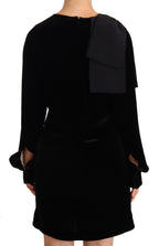 N.21 Sheath A-line Black Viscose Long Sleeves Round Neck Mini Dress