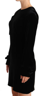 N.21 Sheath A-line Black Viscose Long Sleeves Round Neck Mini Dress
