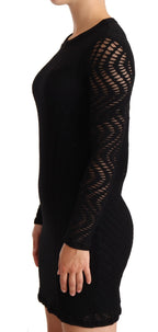 Missoni Bodycon Sheath Black Viscose Long Sleeves Mini Dress