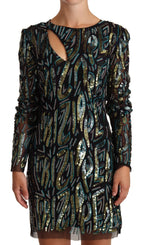 Patrizia Pepe Sheath Multicolor Sequin Long Sleeves Mini Dress