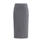 Brunello Cucinelli Gray Polyester Midi Skirt