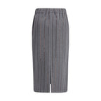 Brunello Cucinelli Gray Polyester Midi Skirt