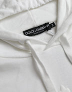 Dolce & Gabbana White Cotton Hooded Pullover Sweatshirt Men