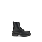 Balenciaga Black Calf Leather Bos Taurus Lace-Up Boots