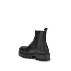 Balenciaga Black Calf Leather Bos Taurus Lace-Up Boots
