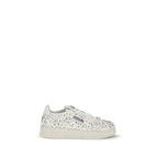 Autry White Calf Leather Bos Taurus Low Top Sneakers