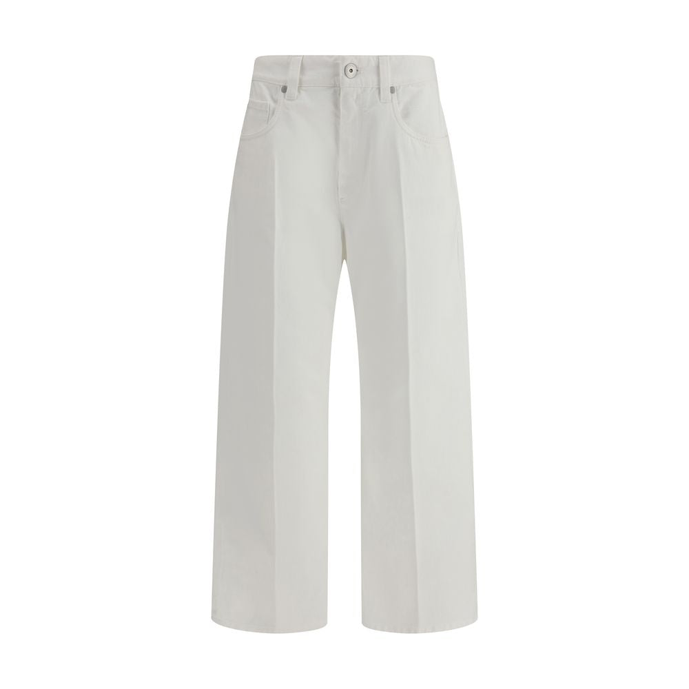 Brunello Cucinelli White Cotton Cropped Jeans