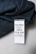 Dolce & Gabbana Dark Blue Silk Crew Neck Short Sleeve T-shirt