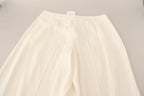 Tonello White High Waist Pleated Straight Formal Trouser Pants