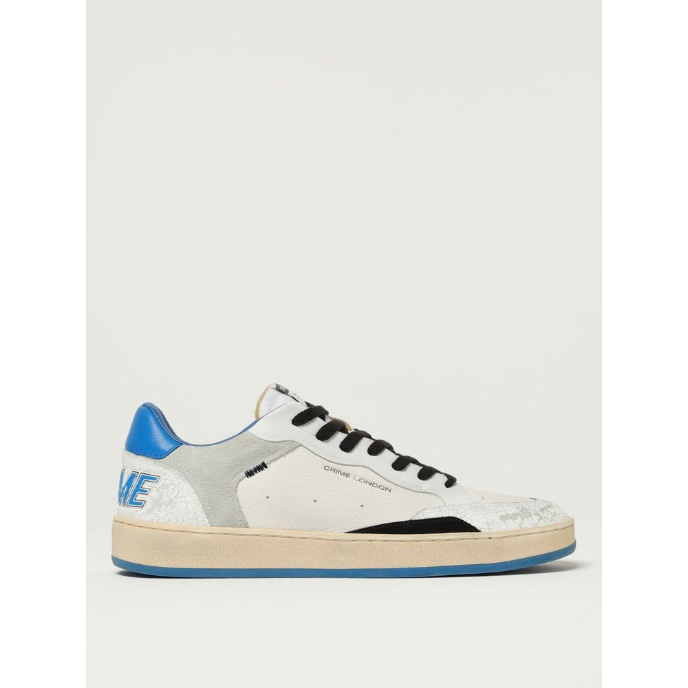 Crime London White Leather Low Top Sneakers