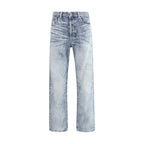 Diesel Light Blue Cotton Relaxed Fit Jeans