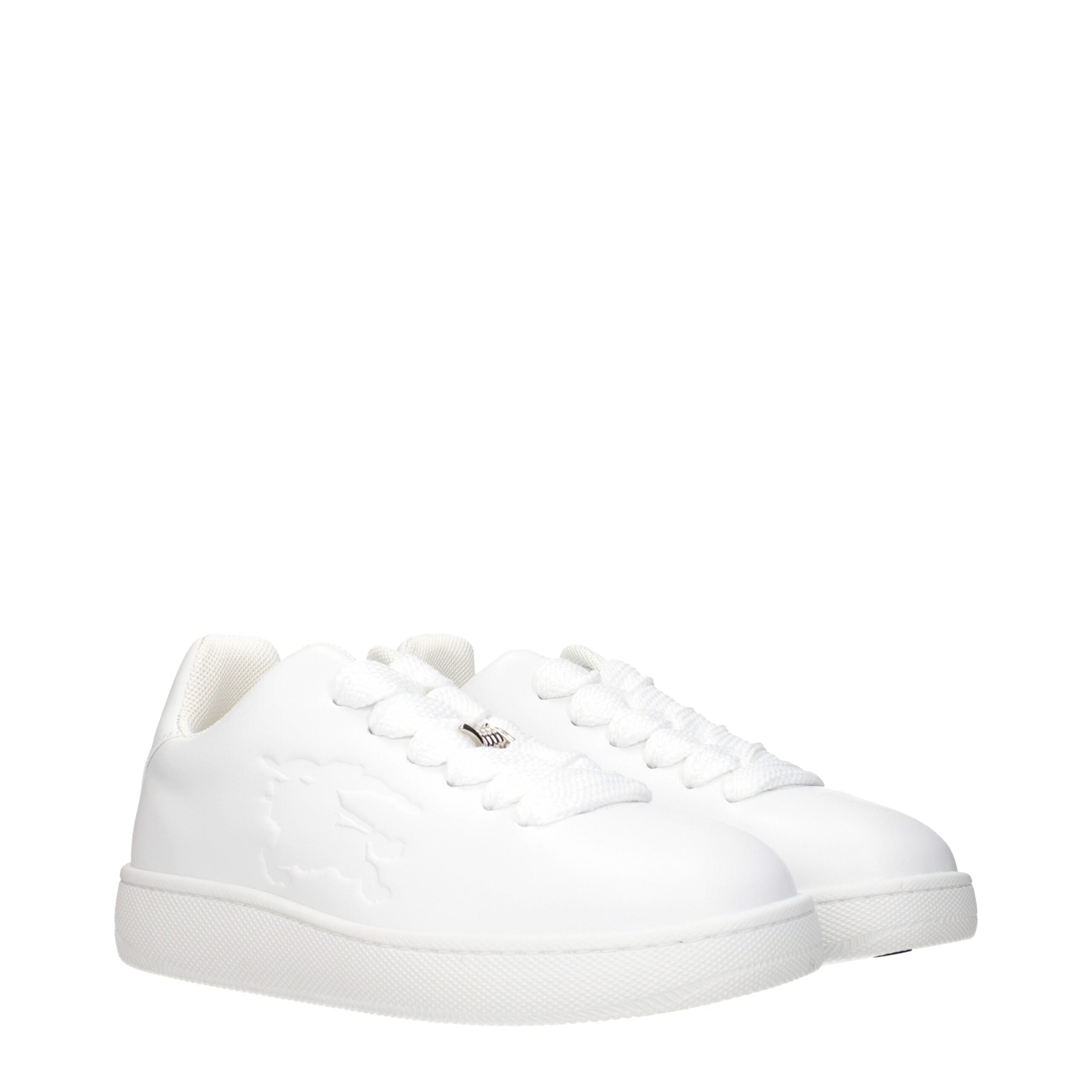Burberry White Leather Low Top Sneakers
