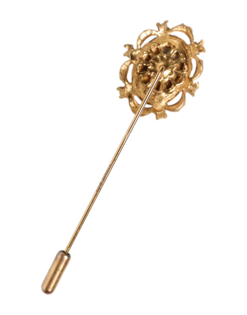 Dolce & Gabbana Gold Tone Green Stone Antique Men Accessory Brooch Pin