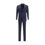 Giorgio Armani Blue Fleece Wool Two-Piece Suit
