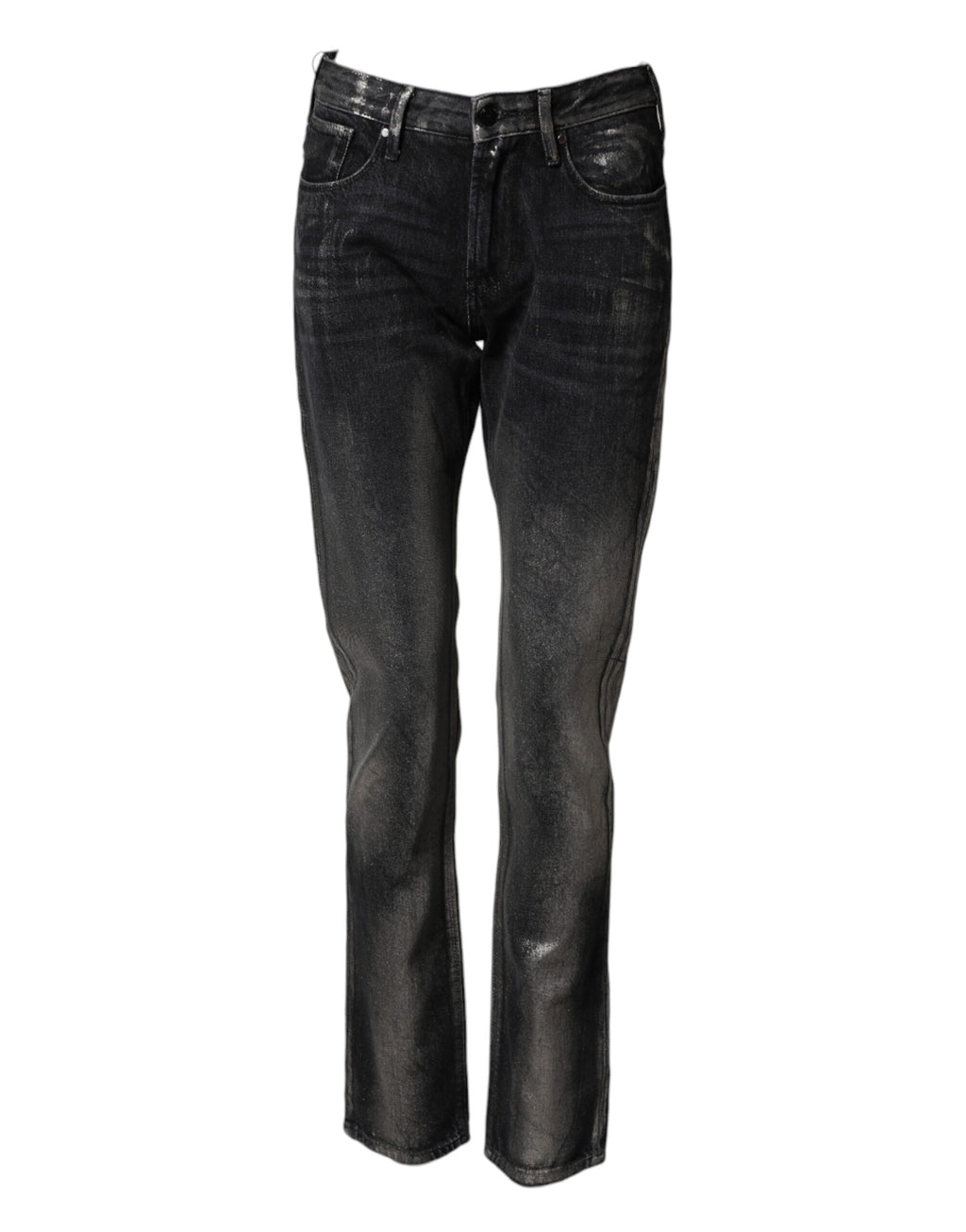 Emporio Armani Black Washed Slim Fit Men Denim Cotton Jeans