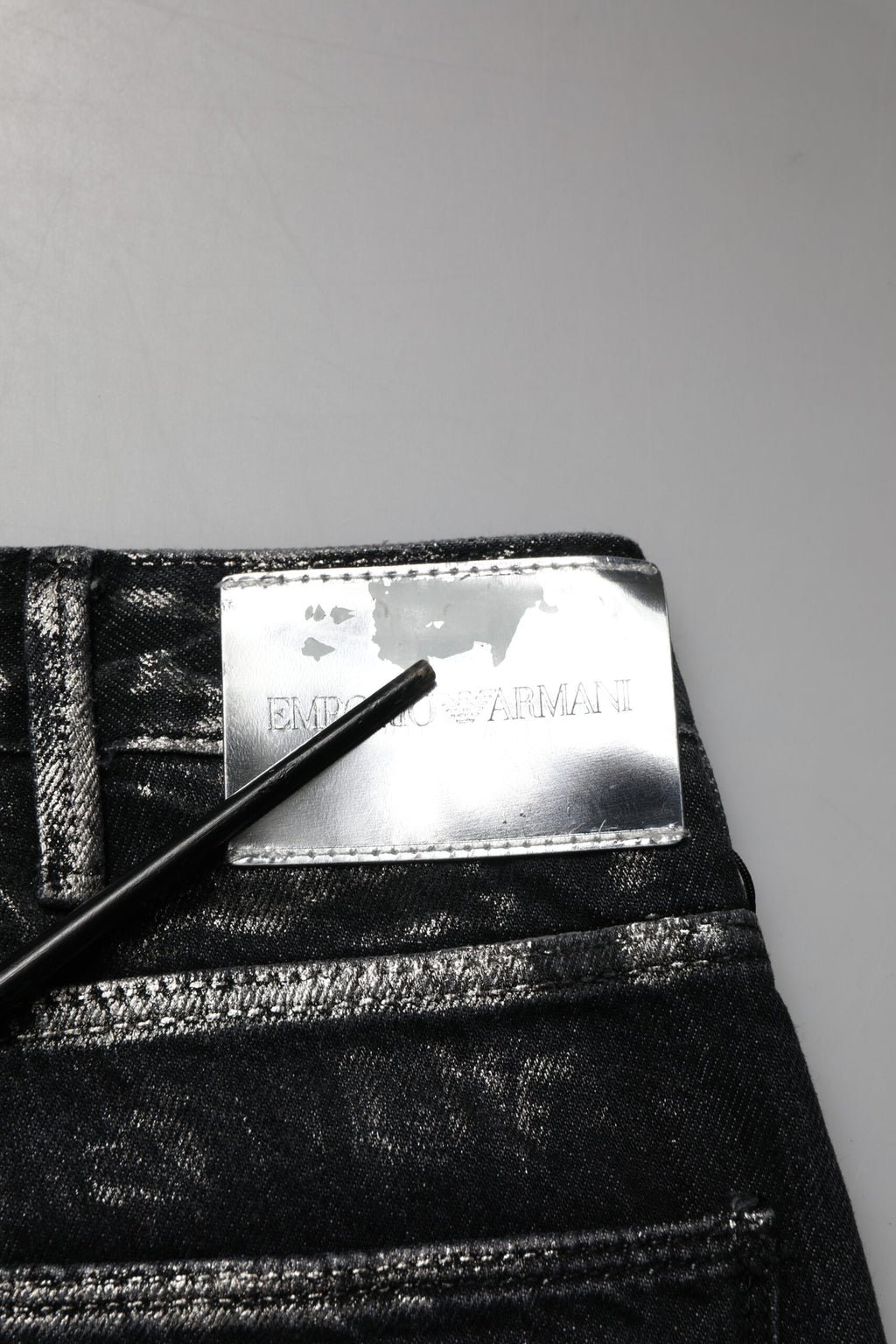 Emporio Armani Black Washed Slim Fit Men Denim Cotton Jeans