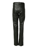 Dsquared² Black Full Grain Leather Mid Waist Trouser Pants