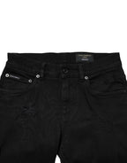 Dolce & Gabbana Black Tattered Cotton Men Skinny Denim Jeans