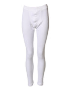 Dolce & Gabbana White Cotton Mid Waist Tights Leggings Pants